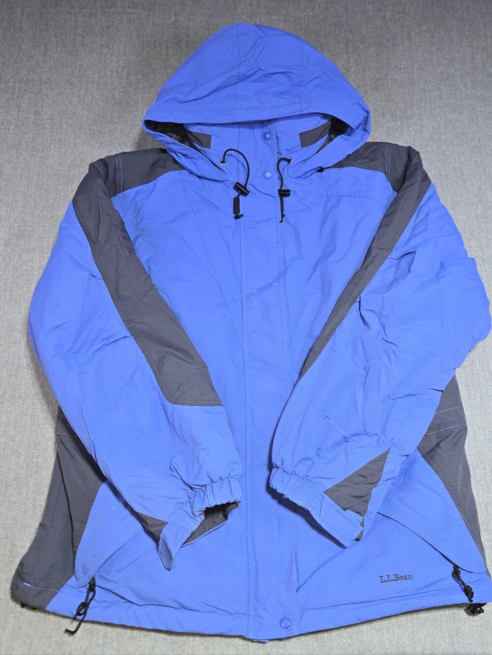 LL Bean Outdoors Insulated Winter Parka Jacket Womens Large Blue Hooded ORF98